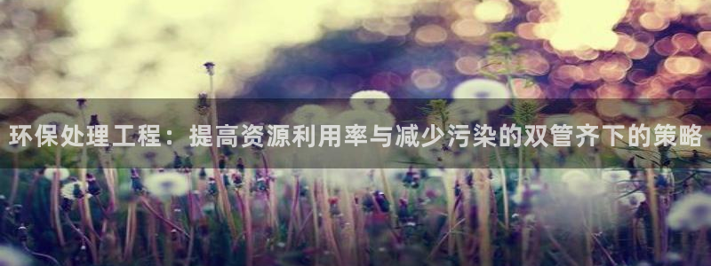彩名堂APP下载：环保处理工程：提高资源利用率与减少污染的双